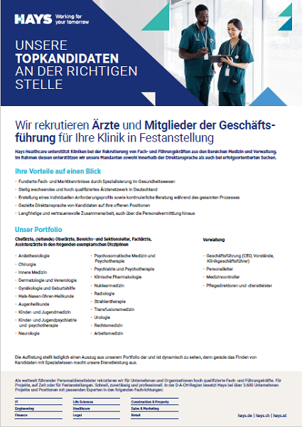 Healthcare Factsheet Ärztinnen und Ärzten für Festanstellungen