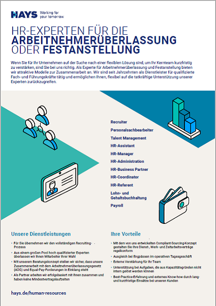 Hays Factsheet Festanstellungen und Arbeitnehmerüberlassung im Bereich Human Resources