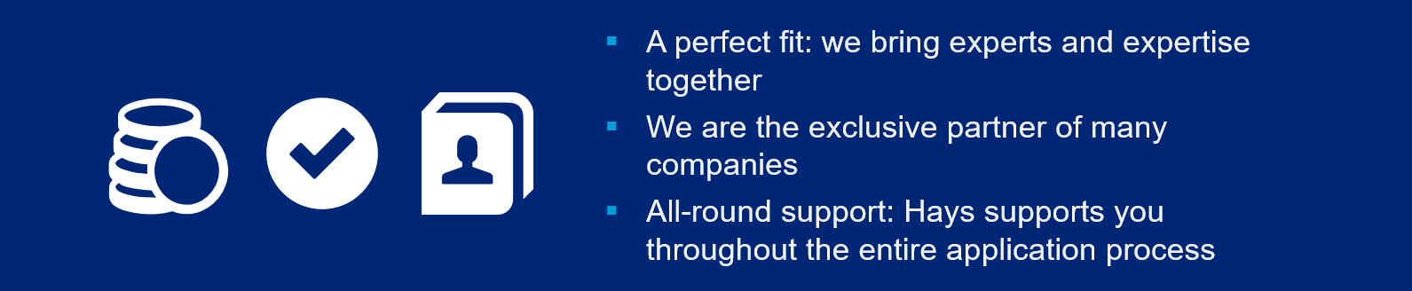 One contact person for all questions. Precise matching of your skills with the requirements of our partner companies. Short response time. Professional support during negotiations. Flexible forms of employment.