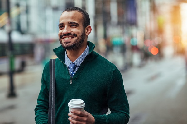 Young businessman with coffee