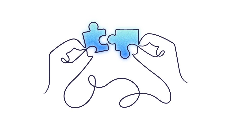 Illustration - Hände führen zwei Puzzleteile zusammen